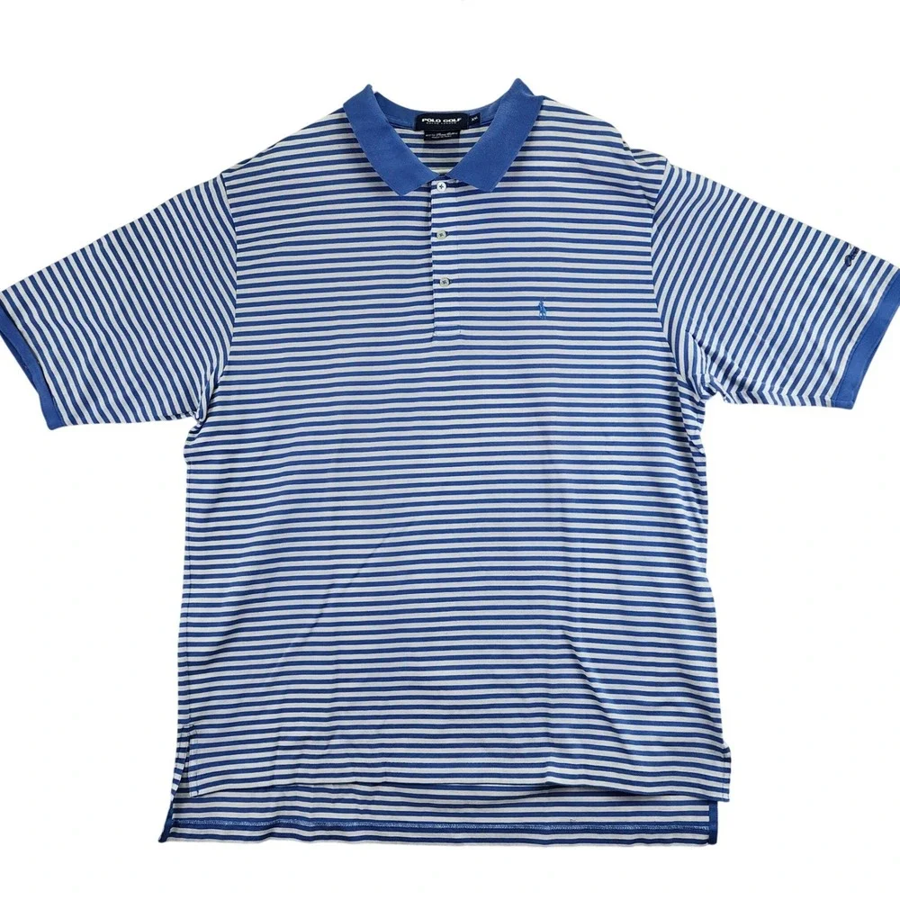 Polo Golf Ralph Lauren Blue White Polo Shirt Ocean Hammock Golf Club Mens XXL‎